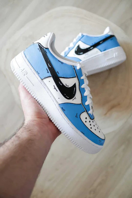 Air force 1 Custom Cartoon Bleu