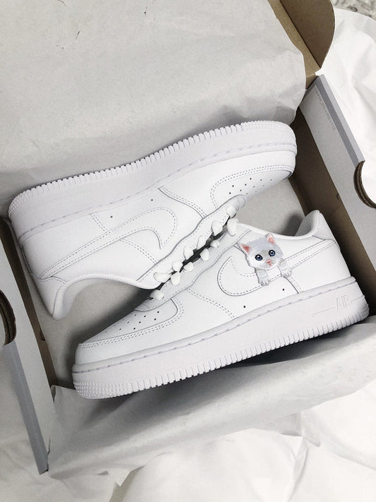 Air force 1 Custom Chat Blanc